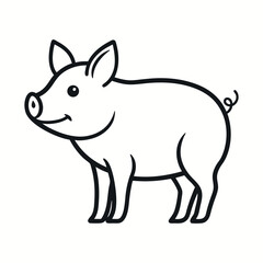 Fototapeta premium simple line art minimalist black and white illustration, abstract icon like duck,horse,cow,pig,rabbit, cock,goat,lamb etc.