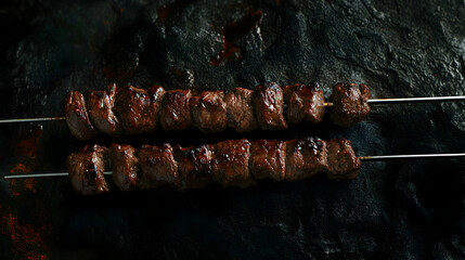 Rustic shish kebab skewers with b  6D677