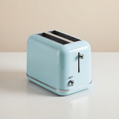 Stylish Aqua Toaster on Neutral Background: Kitchen Appliance for Toasting Bread Slices