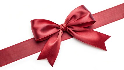 Red Satin Ribbon Bow Diagonal Composition, Close-up, Gift Concept Gift Wrapping, Ribbon Bow