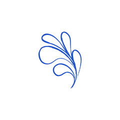 Indigo Blue Flourish Petal Vector Sketch Classic Traditional Mediterranean Ornament Hand Drawn Decorative Toile for Portuguese Mosaic Drawing, Spanish Mexican Talavera Artwork Isolated Design