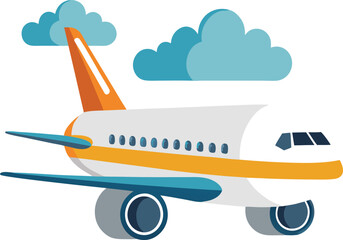 airplane flying over the clouds, airplane in the sky, airplane isolated on the transparent background, 