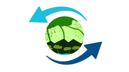 Ecosystem Animation With Recycling Sign - Powered by Adobe