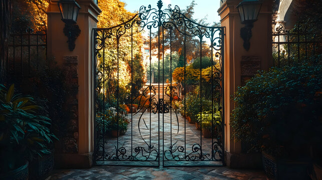 Ornate Metal Gate Opening to a Lu  9C85E
