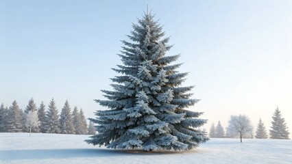 Snow-Covered Pine Tree in Winter Landscape Single Frosty Fir, Vertical Composition, Winter Wonderland Concept, Winter Scene, Snowy Forest Winter, Photography