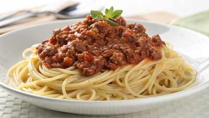 Spaghetti Bolognese Close-up of a Plate of Pasta with Meat Sauce, Italian Food Photography, Food Styling, Recipe Italian Food, Pasta Recipe