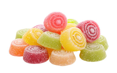 Assorted fruit jelly candy rolls sweet confectionery treat colorful dessert delicious sugar food snack sweets