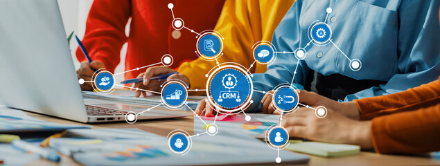 Startup company employee working together, analyzing BI dashboard paper on financial data report...