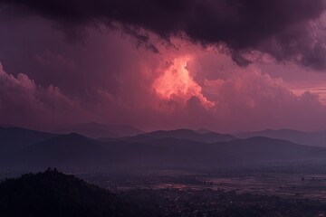 Fototapeta premium Dramatic twilight over mountains