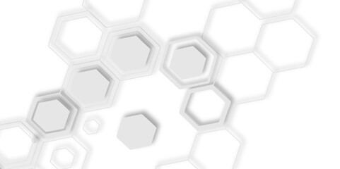 Geometric pattern of white hexagons with creating a modern and minimalist aesthetic design.