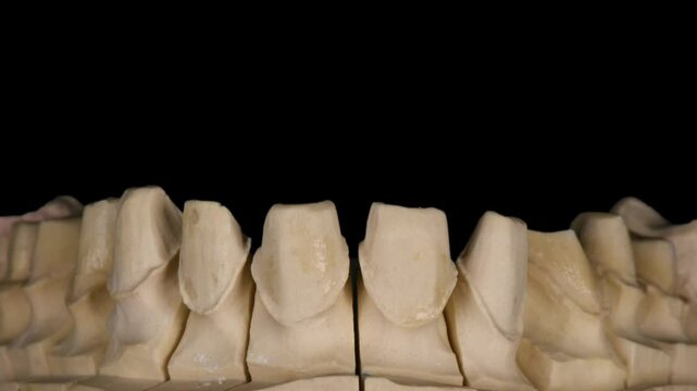 ceramic crowns and veneers placing on lab model