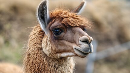 Obraz premium Close-up of soft brown llama fur texture