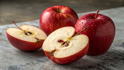 Three Red Apples Close-up Composition, Still Life Photography, Juicy Fruit Concept, Apple Photography Apple Still Life, Food Photography