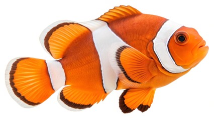 Vibrant Orange Clownfish Profile View, Detailed Fins, Aquatic Life, Marine Animal Clownfish, Underwater Photography