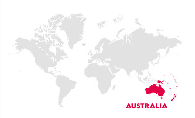 Australia in world map-15, Map of Australia, highlighted on the world map, Australia on the world map, Satellite view, Australia location on the globe.