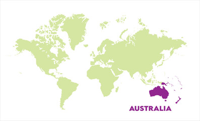 Interactive world map with Australia focus-09, Map of Australia, highlighted on the world map, Australia on the world map, Satellite view, Australia location on the globe.