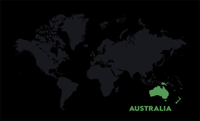 Vector world map with Australia-05, Map of Australia, highlighted on the world map, Australia on the world map, Satellite view, Australia location on the globe.
