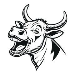 Cow Head Vector – Black Front View Silhouette Illustration