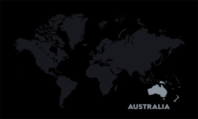 Vector world map with Australia-06, Map of Australia, highlighted on the world map, Australia on the world map, Satellite view, Australia location on the globe.