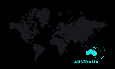 Vector world map with Australia-15, Map of Australia, highlighted on the world map, Australia on the world map, Satellite view, Australia location on the globe.