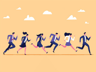 Diverse Team of Business Professionals Vector Illustration