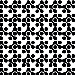 Abstract geometric seamless pattern of black connected dots, metaball. Vector illustration.	