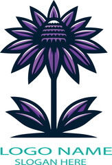 purple coneflower Logo icon vector .