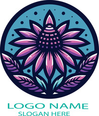 purple coneflower Logo icon vector .