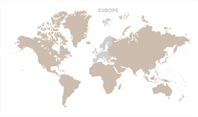 Economic map of Europe in world-05, Map of Europe, highlighted on the world map, Europe on the world map, Satellite view, Europe location on the globe.