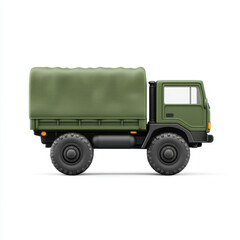 Military style truck with green cargo cover and rugged tires, designed for off road transport and logistics support