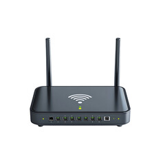 Fototapeta premium Internet wifi router isolated on a transparent background, in a PNG format