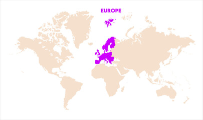 Europe in world map-12, Map of Europe, highlighted on the world map, Europe on the world map, Satellite view, Europe location on the globe.