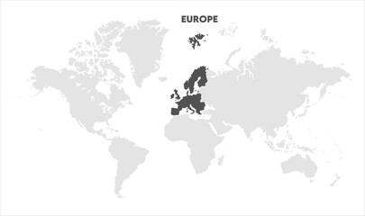 Europe outline in global map-05, Map of Europe, highlighted on the world map, Europe on the world map, Satellite view, Europe location on the globe.