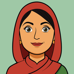 A Pakistani woman in her 40s, with a rounder face, embodying warmth and a welcoming nature.