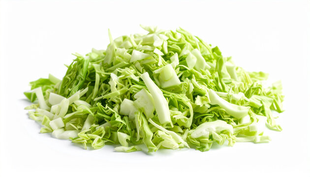 Heap of vibrant shredded iceberg lettuce. Tasty and healthy vegetable. Organic and fresh product.