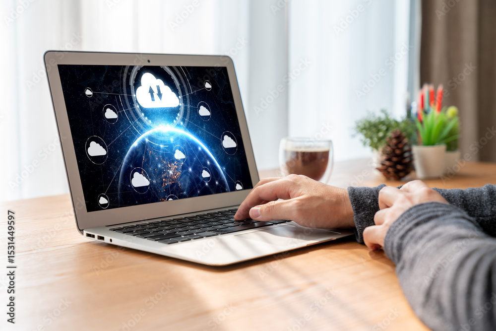 Poster cloud computing software for modish remote work and personal data storage