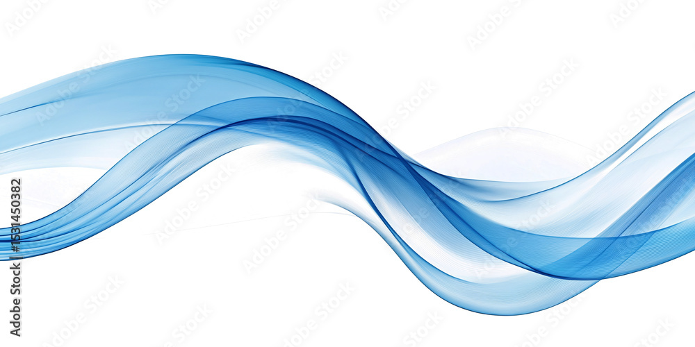 Wall mural blue wave on isolated transparent background. design element. motion effect. abstract graphic wavy l