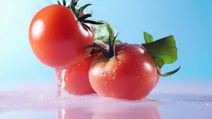 Fresh tomato splash with water droplets bright studio shot - Powered by Adobe