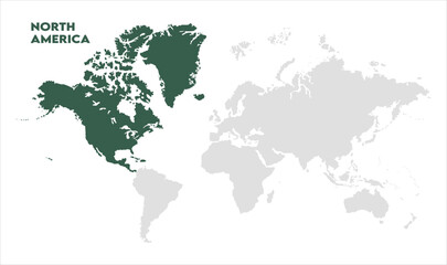 North America continent map-15, Map of North America, highlighted on the world map, North America on the world map, Satellite view, North America's location on the globe.