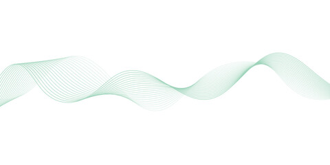 Abstract green lines on a white background. Modern technology wave design. Vector illustration.	