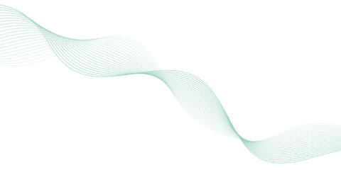 Abstract green lines on a white background. Modern technology wave design. Vector illustration.	