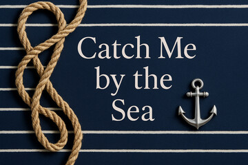 Catch Me by the Sea: Nautical Design with Anchor and Rope on Navy Stripes
