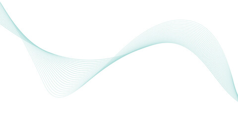 Abstract green lines on a white background. Modern technology wave design. Vector illustration.	