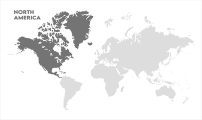 North America highlighted on world map-10, Map of North America, highlighted on the world map, North America on the world map, Satellite view, North America's location on the globe.