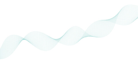 Abstract green lines on a white background. Modern technology wave design. Vector illustration.	