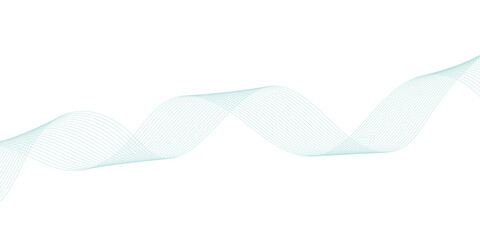 Abstract green lines on a white background. Modern technology wave design. Vector illustration.	