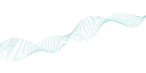 Abstract green lines on a white background. Modern technology wave design. Vector illustration.	