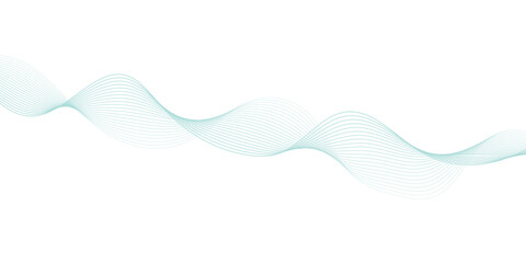 Abstract green lines on a white background. Modern technology wave design. Vector illustration.	