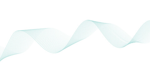 Abstract green lines on a white background. Modern technology wave design. Vector illustration.	