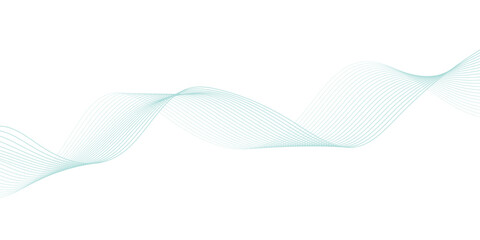 Abstract green lines on a white background. Modern technology wave design. Vector illustration.	